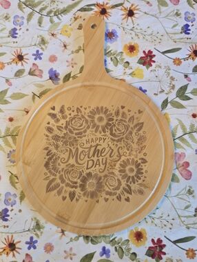 Mom's Kitchen Decorative Wooden Pizza Peel Paddle - Natural